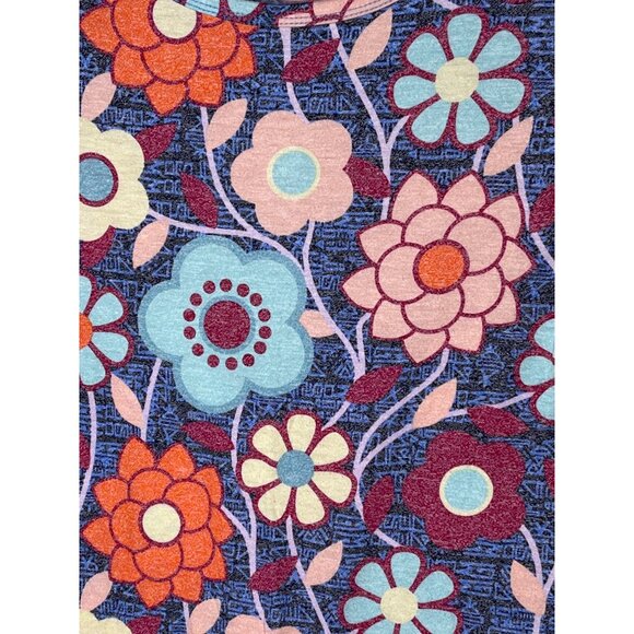 LuLaRoe XXS Blue Floral Stretch Midi Dress Short Sleeve Casual - Picture 8 of 8